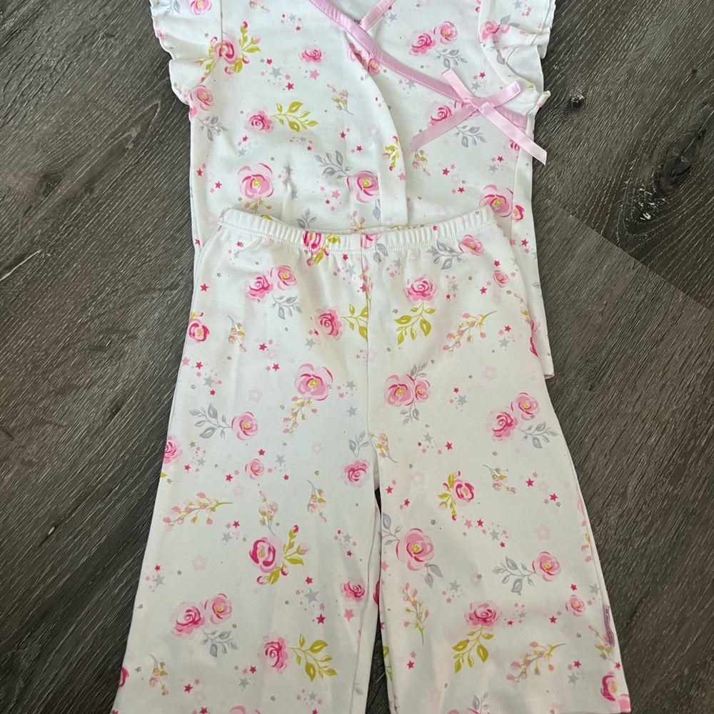 American Girl Pink and White Floral Kids Bottoms set PJs or play